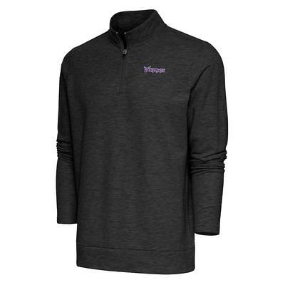 Men's Antigua Black Baltimore Ravens Team Logo Throwback Pace Quarter-Zip  Pullover Top