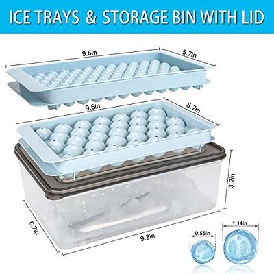 BomSaluka Round Ice Cube Tray,3 Pack Easy-Release Ice Cube Trays with Lid  and Bin for Freezer,Making 66pcs+104 Ice Ball Maker Mold for Coffee  Cocktail