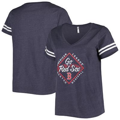 Women's Fanatics Branded Navy/Red New England Patriots Plus Size True to Form Lace-Up V-Neck Raglan Long Sleeve T-Shirt