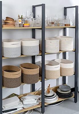 ECEGEVA Storage Baskets for Shelves, Rectangular Fabric Storage Baskets for  Toys Books, Decorative Storage Baskets with Handles for Organizing Home