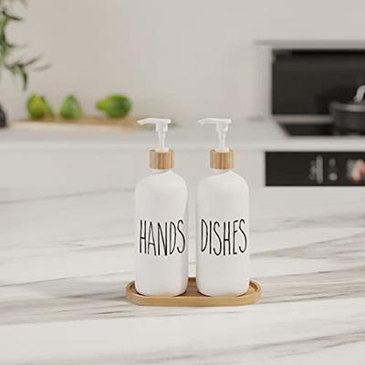 Moryimi Kitchen Soap Dispenser Set with Tray, 12 oz Hand and Dish Soap  Dispenser for Kitchen Sink, Kitchen Dish Soap Dispenser Set with Bamboo  Dish