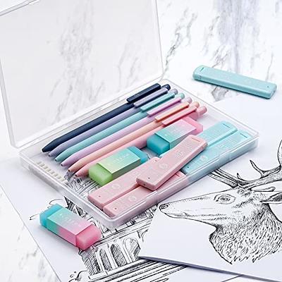 Four Candies Cute Mechanical Pencil Set, 6PCS Pastel Pencils 0.5mm & 0.7mm  with 360PCS HB Pencil Leads, 3PCS Erasers and 9PCS Eraser Refills