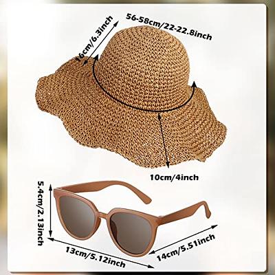 Bonuci Straw Hats for Women Beach Sun Cap Beach Hats for Women Foldable  Straw Sun Hats for Women with Vintage Sunglasses