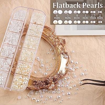 Flatback Face Gems Kits for Makeup with Glue, Round Glass Crystal AB &  Clear Gems, Beige