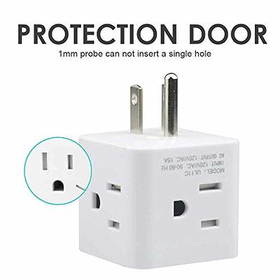 [ETL Listed] 3 Sided 6 Outlet Grounded Indoor Wall Tap Adapter AC Plug  Extender