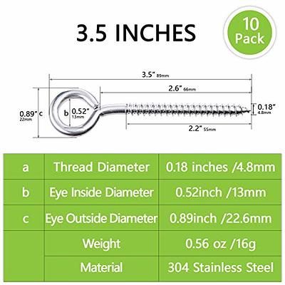 20pcs 3.2 Inch Eye Screws Heavy Duty Stainless Steel Eye Hooks Screw In For  Wood