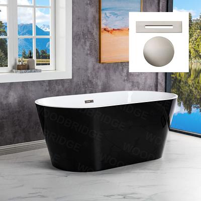 Woodbridge Reims 29.5-in x 59-in White with Polished Chrome Trim Acrylic  Oval Freestanding Soaking Bathtub with Drain (Center Drain) in the Bathtubs  department at