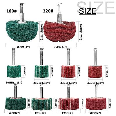  Hiqalty 6PCS Non Woven Abrasive Buffing Polishing Wheel Drill  Attachment Set,Scouring Pads Power Scrubber Cleaning Kit（Green red Gray)  1/4” Shank : Industrial & Scientific