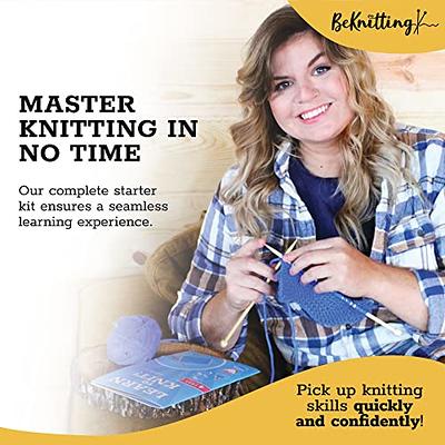 BeKnitting Knitting Starter Kit for Beginners | Great Craft for Adults and  Kids | Yarn, Pompom Makers, Needles