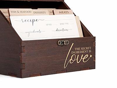 Personalized Recipe Box, Wood Recipe Box with Dividers & Recipe