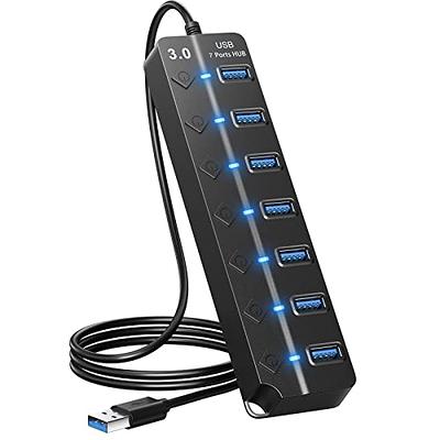 USB 3.0 HUB Splitter 7 Ports with On/Off Switches High Speed 5Gbps Micro  Multiple USB Port Expander for PC Computer 