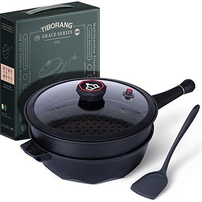 GRANITESTONE Frying Pan Nonstick, Warp-Free, with Glass Lid and Stay-cool  handles (11 inch)