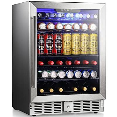 Saeoola Beverage Refrigerator, 3.2 Cu.ft Mini Fridge with Double Glass  Door, Cooler for Soda, Beer or Wine for Home, Office or Bar with Adjustable