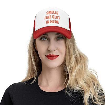 Smells Like Slut in HERE Funny Baseball Cap Adjustable Trucker Hats Sports Hat  Men Women Funny Gift Mesh Fishing Cap Red - Yahoo Shopping