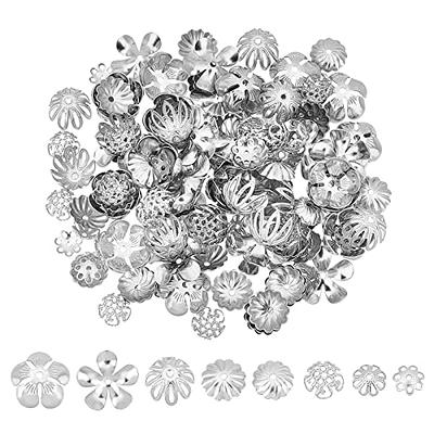 100pcs Silver Tone Stainless Steel Flower Bead Caps for Jewelry Making end  Caps