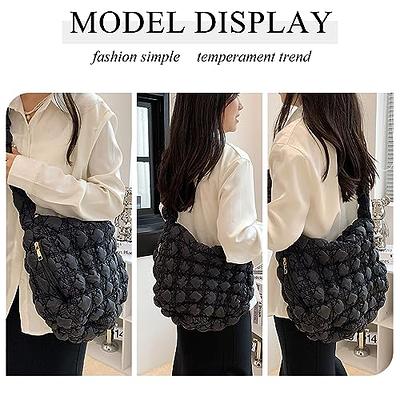 OWGSEE Puffer Tote Bag, Puffy Bags for Women Light Winter Down Cotton Padded Quilted Tote Bag Shoulder Handbags Purse