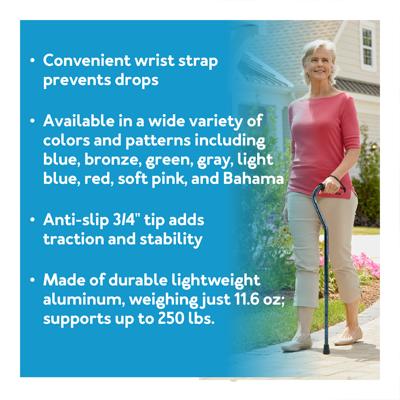 Carex Aluminum Offset Cane with Soft Cushioned Handle - Adjustable Walking  Cane for Men and Women - Silver Color