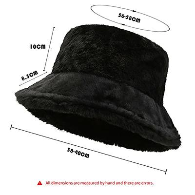 Women Plush Fluffy Bucket Hat Warm Lining Winter Faux Fur Cozy Wide Brim  Winter (Black) - Yahoo Shopping