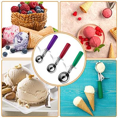 3PCS Ice Cream Scoop,Premium cookie scoop set,Small/Medium/Large stainless  steel Scoops,Professional Ice cream Scooper with Trigger Release for
