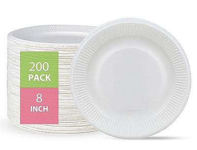 Paper Plates 6 Inch, 200 Pack Paper Plates Bulk, Compostable Plates White  Paper