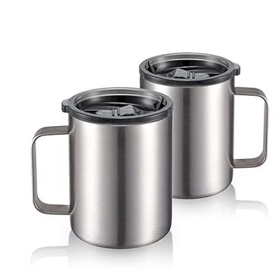 ALOUFEA 12oz Stainless Steel Insulated Coffee Mug with Handle, Double Wall  Vacuum Tumbler Cup with Sliding Lid, Stainless steel, 2 Pack - Yahoo  Shopping