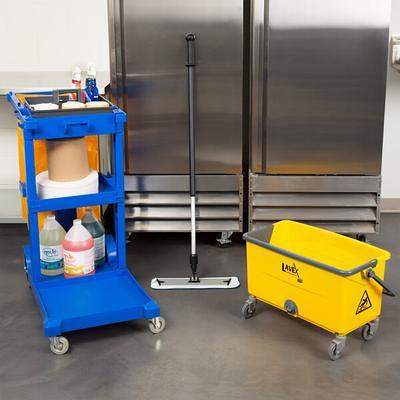 Lavex Janitorial Black Cleaning Cart / Janitor Cart with 3 Shelves