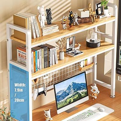 QQXX Desktop Bookshelf for Computer Desk,3-Tier Multipurpose Wood  Countertop Hutch Bookshelf,Wooden Desktop Bookcase,Computer Desk Bookshelf  Storage