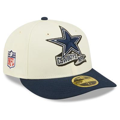 Dallas Cowboys New Era 2022 Sideline Sport Cuffed Pom Knit Hat - Cream/Navy