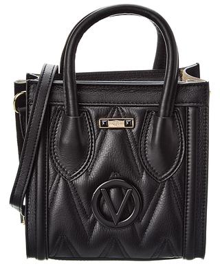 New Valentino by Mario Valentino Diana Monogram Black/Gold Leather  Crossbody Bag