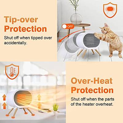 Bubbacare Space Heater, Space Heaters for Indoor Use, Portable Heater PTC Fast Heating Safe Quiet Ceramic Heater, Electric Heater with Thermostat