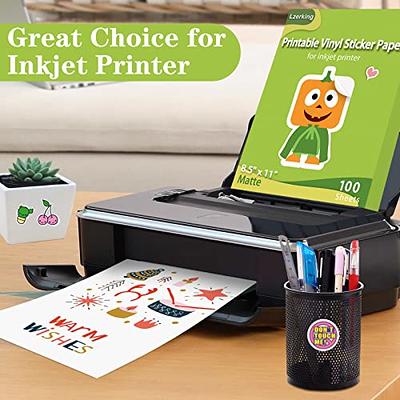 Printable Vinyl Sticker Paper for Inkjet Printer 100 Sheets Matte