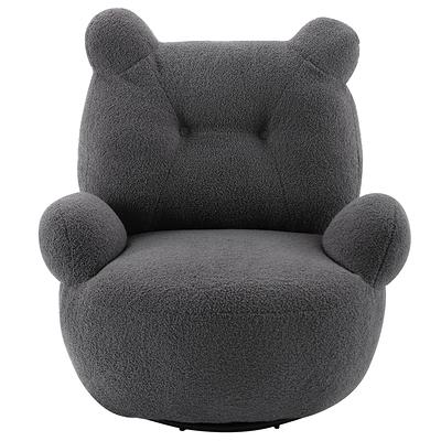 Modern Comfy Leisure Accent Chair, Teddy Short Plush Particle Velvet  Armchair with Ottoman and Gold Metal Legs, Single Sofa Chair for Living  Room