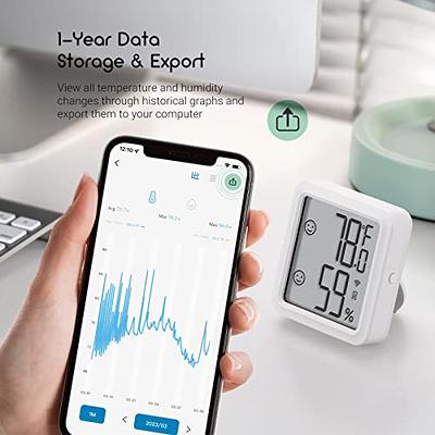 WiFi Thermometer Hygrometer: Digital Indoor Temperature Humidity Monitor  with App Notification Alert, Free Data Storage Export, Backlit LCD Screen