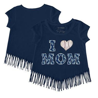 Toddler Tiny Turnip Navy Atlanta Braves Girl Teddy T-Shirt