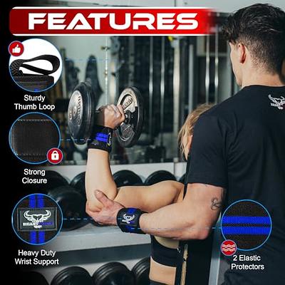 BEAST RAGE Weight Lifting Wrist Wraps Muscle Building Performance Fitness  Training Gym Straps Thumb Loop Support Stretchable Cotton Bandage Brace  Training Cuff RED / BLACK