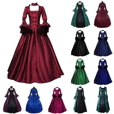 Medieval Queen Vitorian Dress for Women Gothic Lace Bell Sleeve Ball Gown  Renaissance Royal Fancy Masquerade Vampire Costume 