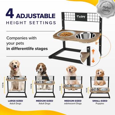 Elevated Dog Bowls, 3 Height Adjustable Raised Dog Bowl Stand with 2  Stainless Steel 44oz Food Water Bowl & Slow Feeder, Non-Slip Dog Dish  Adjusts to