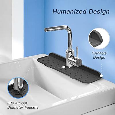 Lanwexy Silicone Faucet Splash Guard, 24 inch Kitchen Sink Splash Guard  Mat, Large Size Faucet Handle Drip Catcher Tray for Kitchen Countertop and