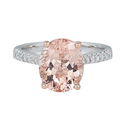 Shades of Love Morganite & 1/3 ct. tw. Diamond Ring in 14K Rose