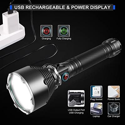 Led Brightest Flashlights High Lumens Rechargeable, 250000 Lumens Super  Bright Flashlight High Powered Flashlights, Waterproof Flash Light with  Cases