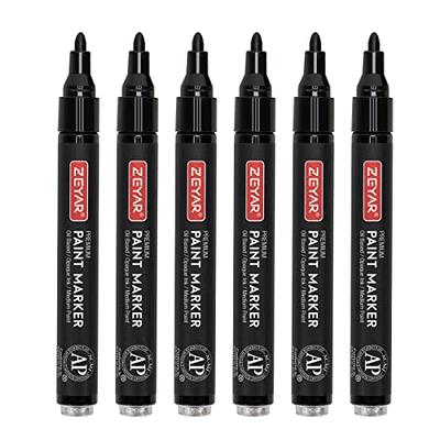 Zeyar White and Black Acrylic Paint Pen Water Based Set of 7 Extra