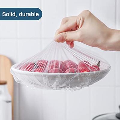 100pcs Clear Disposable Food Cover, Elastic Band Plastic Wrap, For Kitchen