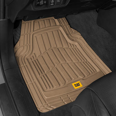 Caterpillar Cat Large Front Heavy-Duty Rubber Floor Mats & Cargo Trunk Liner for Car SUV Van Sedan, Black - Trim to Fit, All Weather Deep Dish