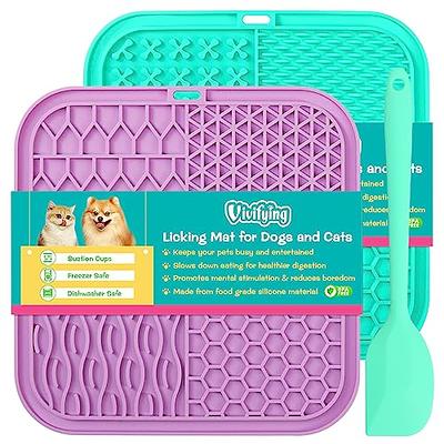 Lick Mat for Cats, Licking Mat for Cats Small 2 Pack with Suction Cups,  Small Lick Mat for Small Cats, Boredom Anxiety Reducer, Round Cat Licking  Mat