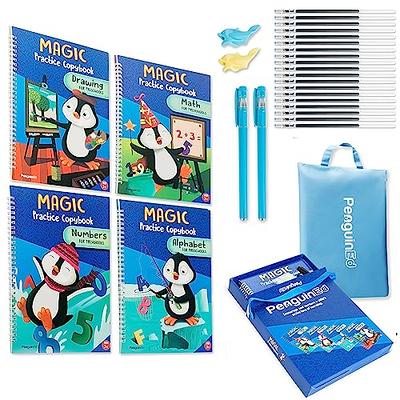 Magic Practice Copybook for Kids Extra Large 4-Pack Reusable Copybook with  Magic Pen and Ink Refill Disappearing Ink Handwriting Book with Grooves  Math, English, and Calligraphy – Blue Bag - Yahoo Shopping