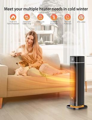 ECOWELL 18 Tower Heater for Indoor Use, 1500W Fast Heating Ceramic  Electric Heater with Thermostat, 3 Modes, Tip-Over Protection, 60°  Oscillating