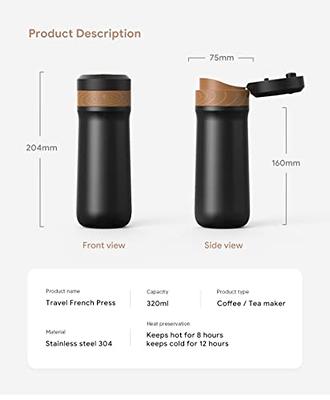 BENFUCHEN Portable French Press Coffee Maker Car-Go Vacuum Insulated Travel French  Press Mug, Hot/Cold Brew Coffee Press With Four-Layer Unique Filter Mesh  Stainless Steel Tea Press Single Serve - Yahoo Shopping