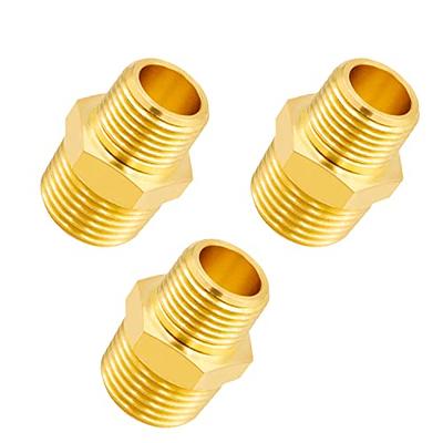 KOOTANS 1/4 NPT x 1/8 NPT Male Solid Brass Nipples, Heavy Brass Pipe  Adapter Fittings Hex Reducing Nipples Connectors 4Pieces