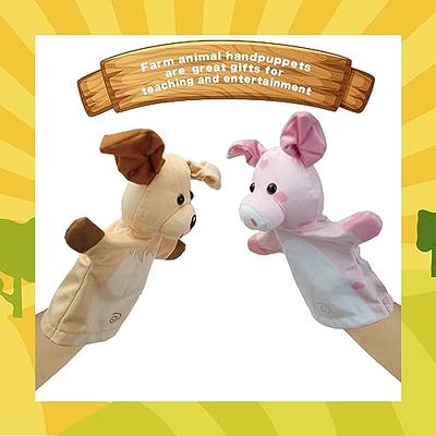 Animal puppet toys. Cartoon handmade funny puppets for pupp