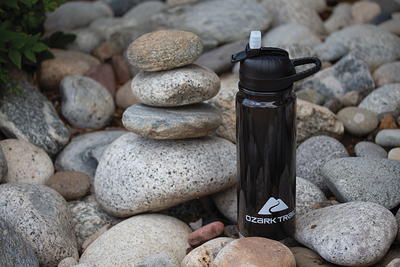Ozark Trail Insulated Stainless Steel Water Bottle, Silver, Flip Lid, 32 fl  oz